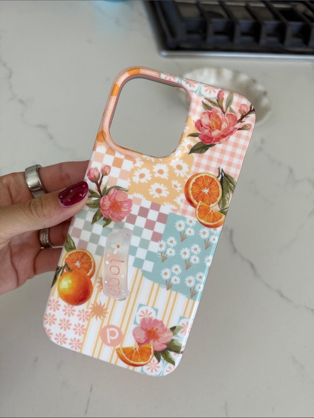 Loopy Floral Citrus Patchwork Phone Case - 14 pro max